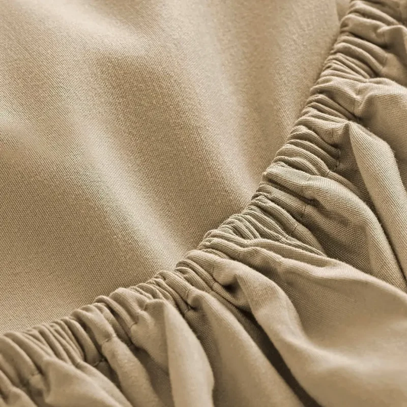 sofrito fitted bedsheet glace cotton plain desert beige