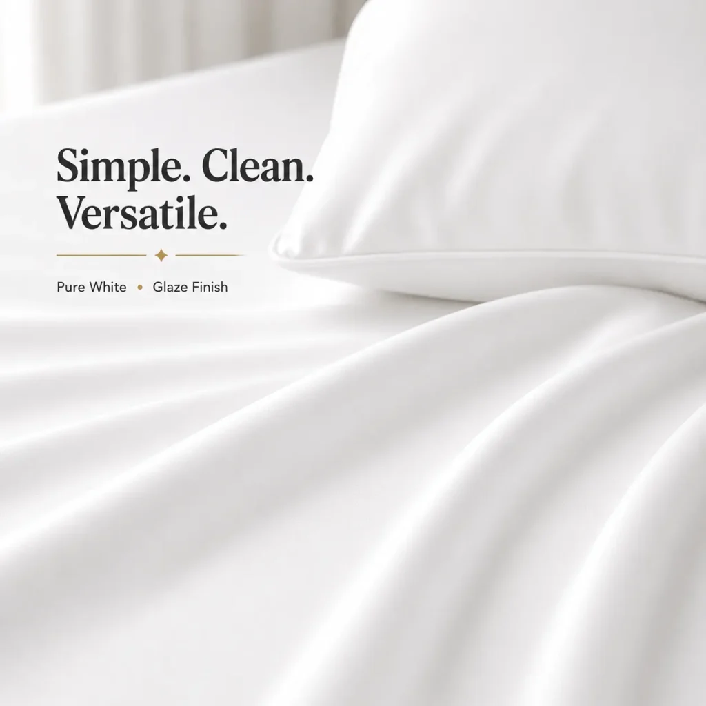 Sofrito Flat Bedsheet Glace Cotton Plain 300 TC - White Flat bedsheet