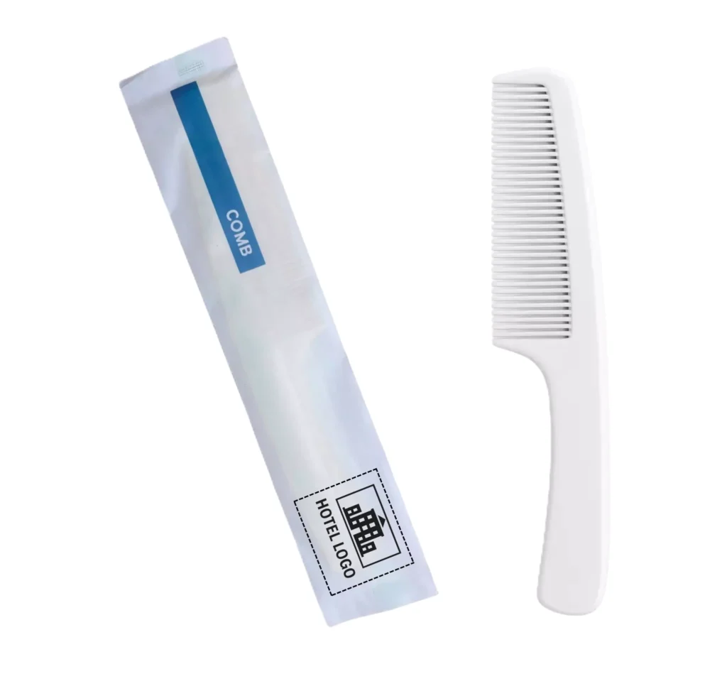 Hotel Comb with Handle – Custom Branding | 7-Inch White Guest Amenity Comb
