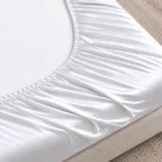 Sofrito 100% Cotton Bedsheet (Fitted) – Sateen Finish – Plain – White 3 - Copy