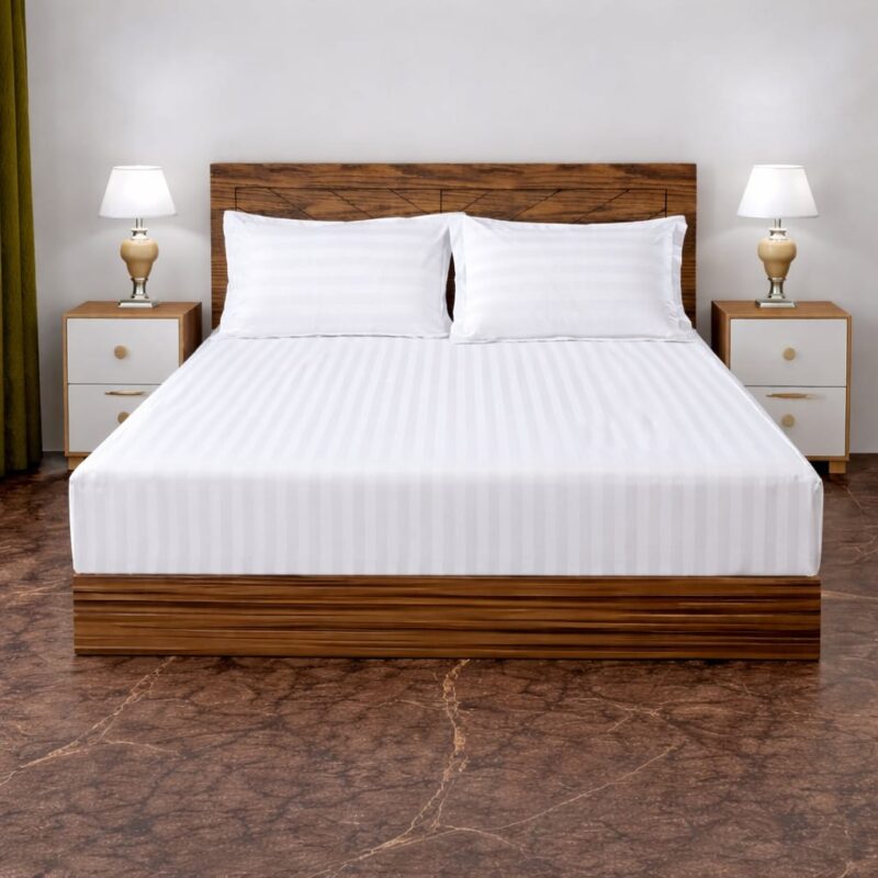 sofrito fitted bedsheet stripe white