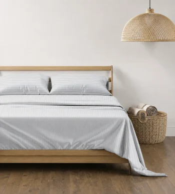 100% COTTON SILVER BEDSHEET SATIN STRIPED
