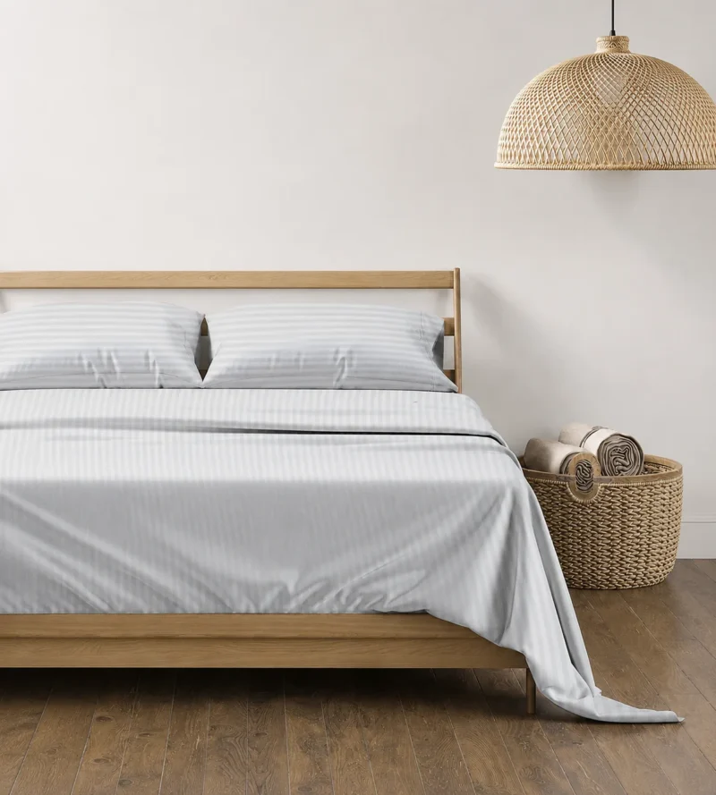 100% COTTON SILVER BEDSHEET SATIN STRIPED 100% COTTON SILVER BEDSHEET SATIN STRIPED