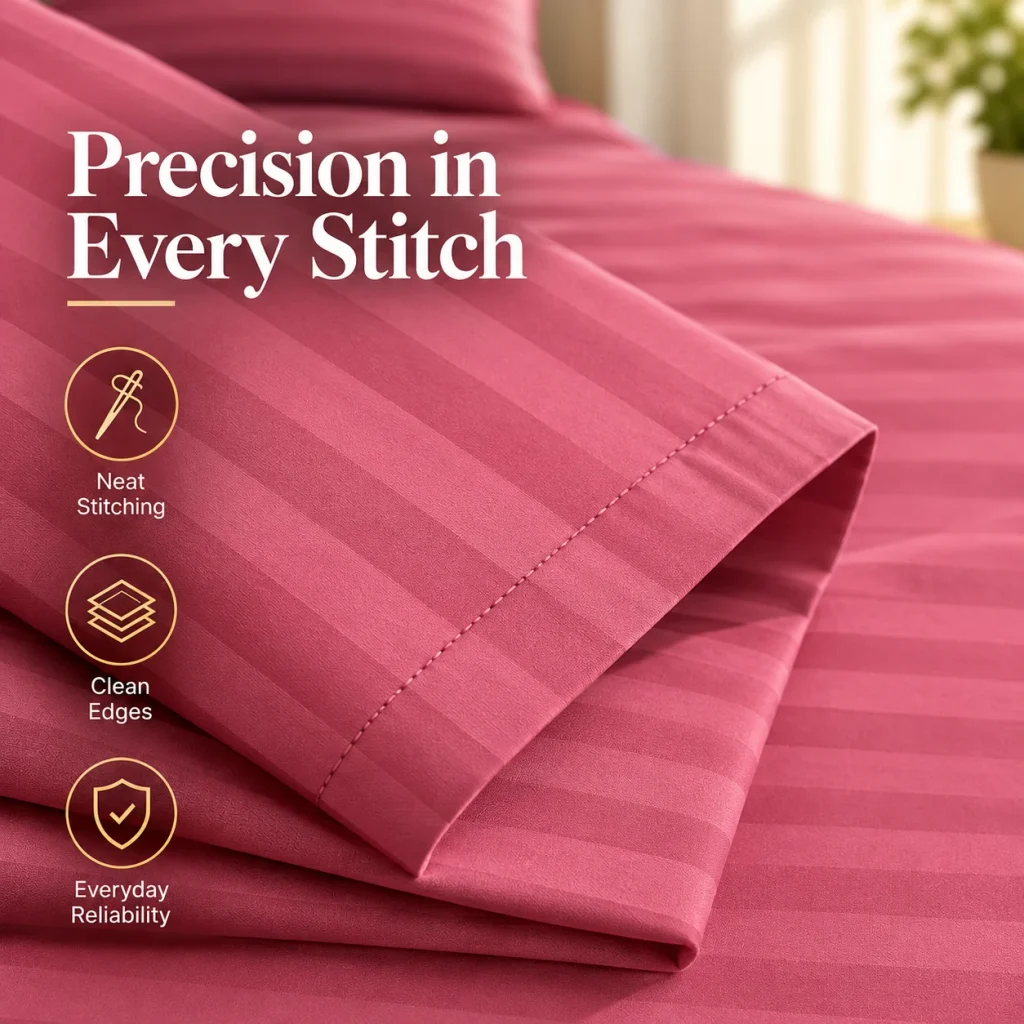 Sofrito 100% Cotton Flat Bedsheet - 210 TC - Striped 100% cotton bedsheet