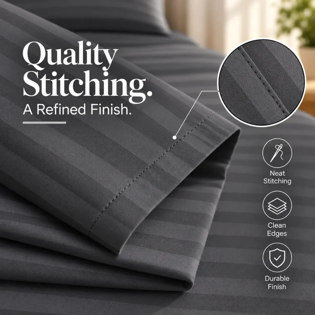 Sofrito 100% Cotton Flat Bedsheet - 500 TC - Striped | Anti Pilling Processed Fabric for Hotels & Bulk Use Sofrito 100% Cotton Flat Bedsheet - 500 TC - Striped | Anti Pilling Processed Fabric 100% cotton bedsheet