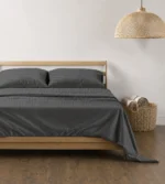 100% COTTON DARK GREY BEDSHEET SATIN STRIPED
