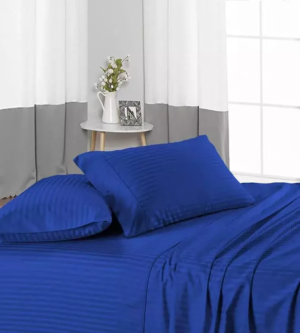 Sofrito 100% Cotton Bedsheet stripes royal blue