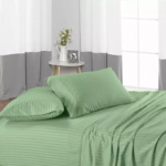 Sofrito 100% Cotton Bedsheet stripes olive green
