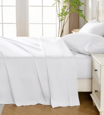 Sofrito Flat Bedsheet 300 TC Plain Percale Cotton Blend – White