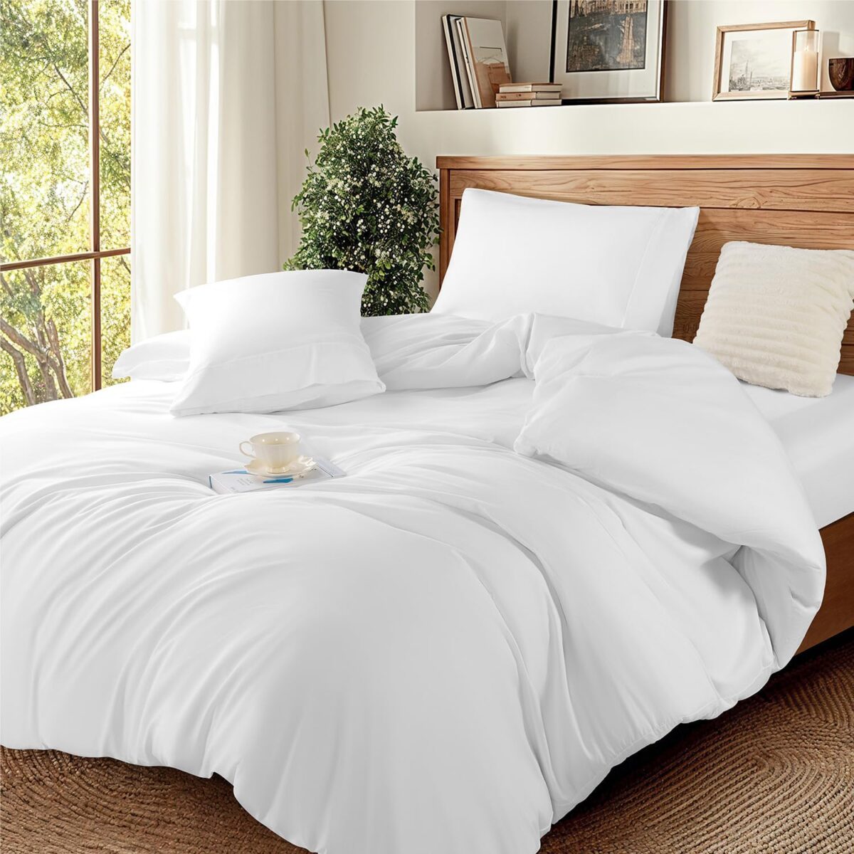 Sofrito Duvet / Comforter Cover 300 TC Plain Percale Cotton Blend – White