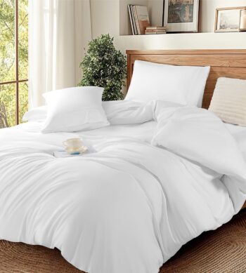 Sofrito Duvet / Comforter Cover 300 TC Plain Percale Cotton Blend – White