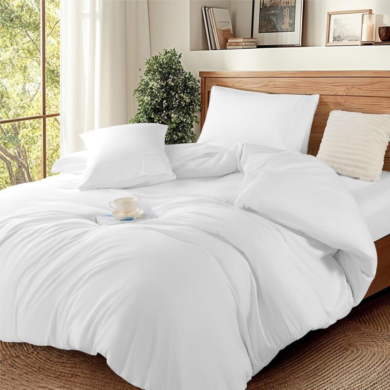 Sofrito Duvet / Comforter Cover 300 TC Plain Percale Cotton Blend – White