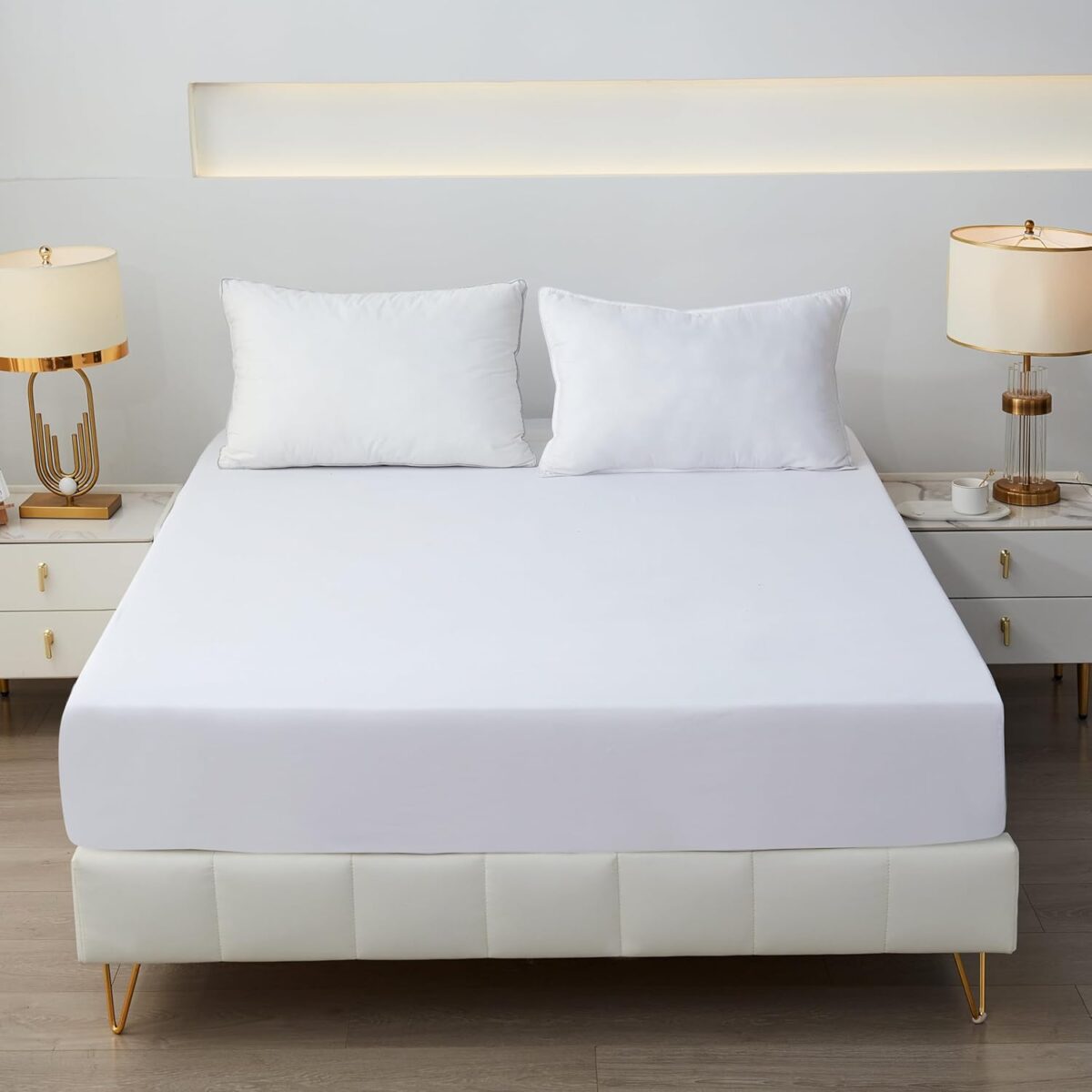 Sofrito Fitted Bedsheet 300 TC Plain Percale Cotton Blend – White