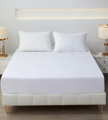 Sofrito Fitted Bedsheet 300 TC Plain Percale Cotton Blend – White
