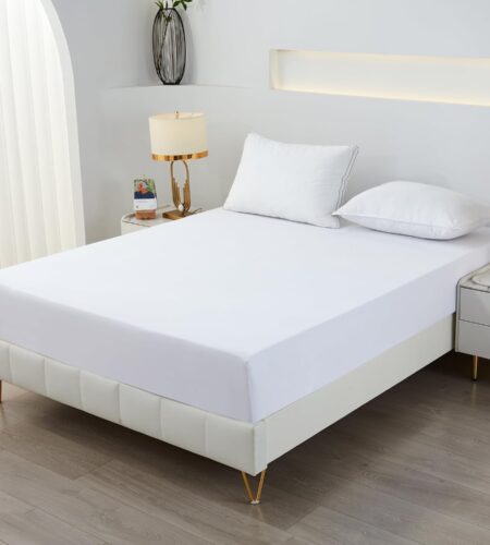 Sofrito Fitted Bedsheet 300 TC Plain Percale Cotton Blend – White