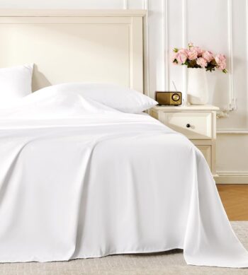 Sofrito Bedsheet 300 TC Plain Percale Cotton Blend – White