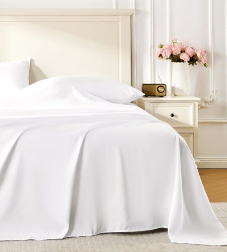 Sofrito Bedsheet 300 TC Plain Percale Cotton Blend – White