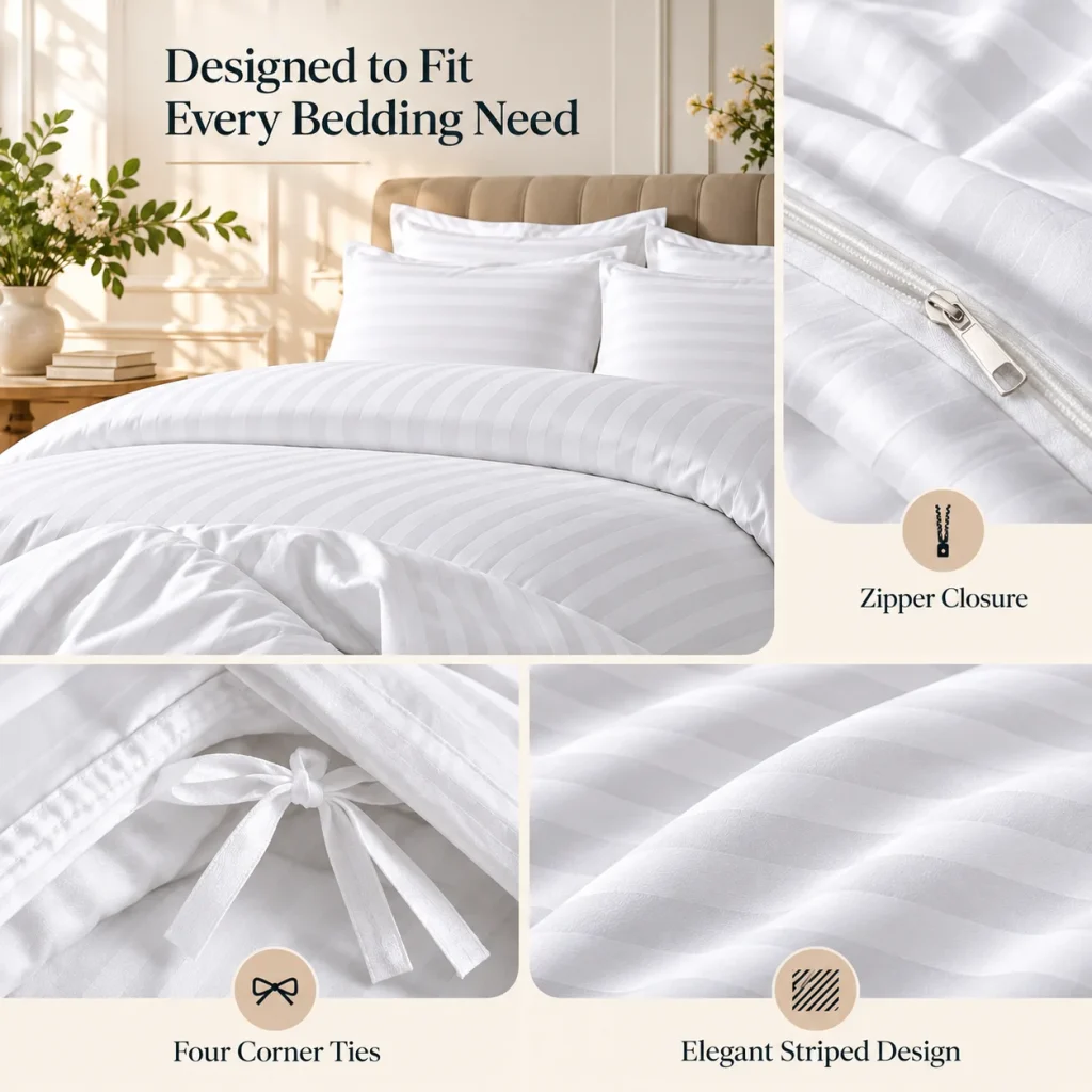 Sofrito Duvet / Comforter Cover Glace Cotton Striped - White for Hotels & Bulk Use Sofrito Duvet / Comforter Cover Glace Cotton Striped - White duvet cover