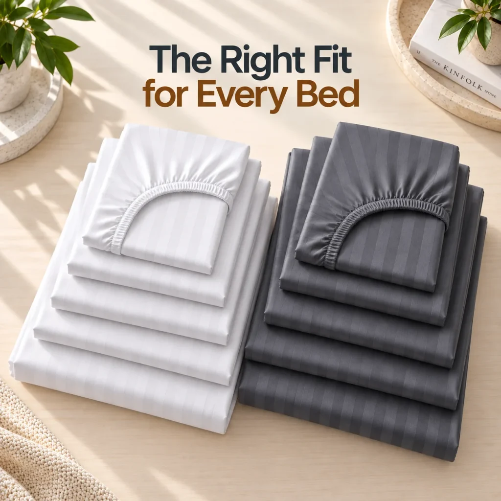 Sofrito 100% Cotton Bedsheet (Fitted)- 500 TC - Striped | Anti Pilling Processed Fabric cotton fitted bedsheet