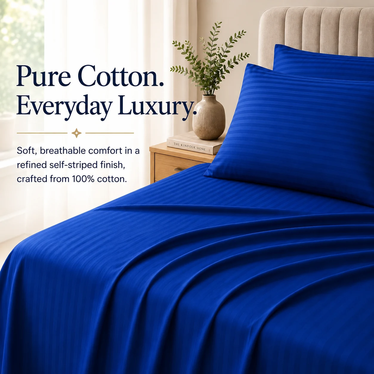 Sofrito 100% Cotton Flat Bedsheet - 210 TC - Striped for Hotels & Bulk Use Sofrito 100% Cotton Flat Bedsheet - 210 TC - Striped 100% cotton bedsheet