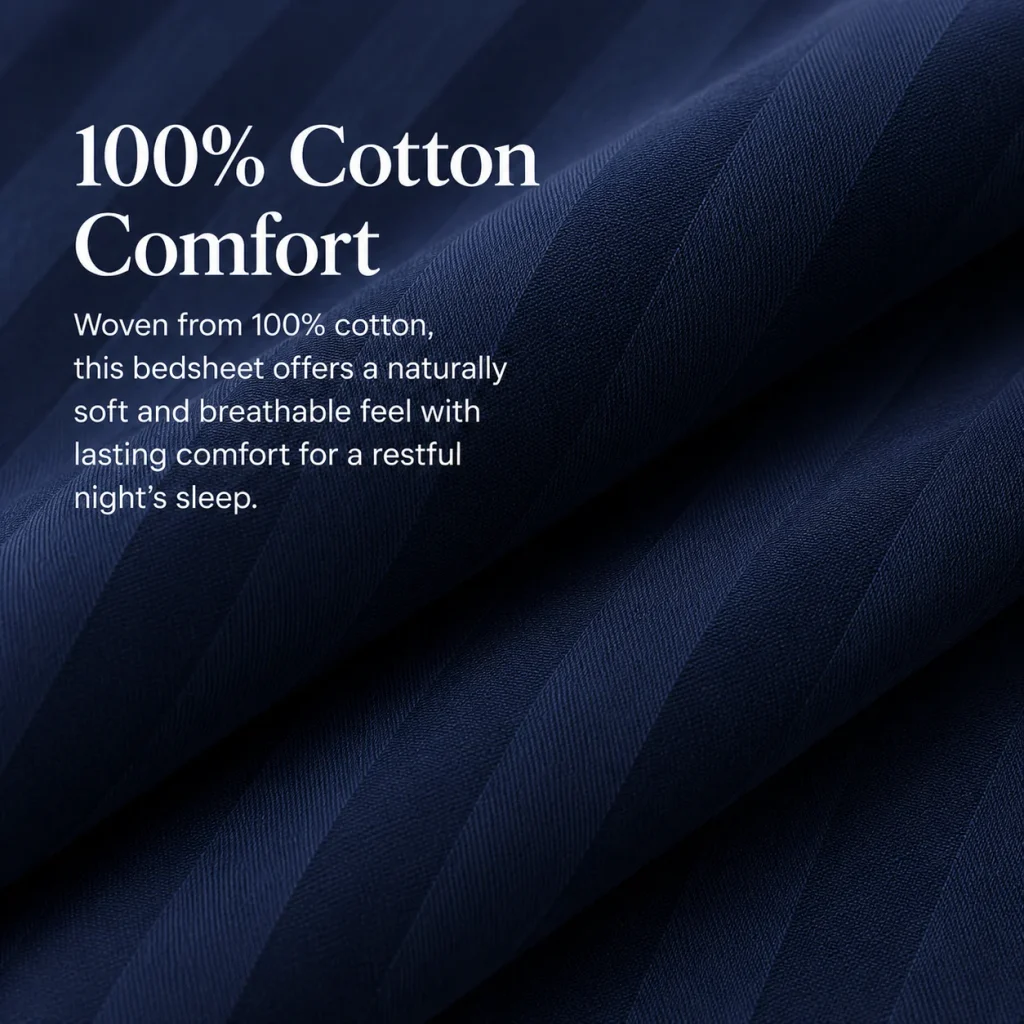 Sofrito 100% Cotton Flat Bedsheet - 210 TC - Striped for Hotels & Bulk Use Sofrito 100% Cotton Flat Bedsheet - 210 TC - Striped 100% cotton bedsheet