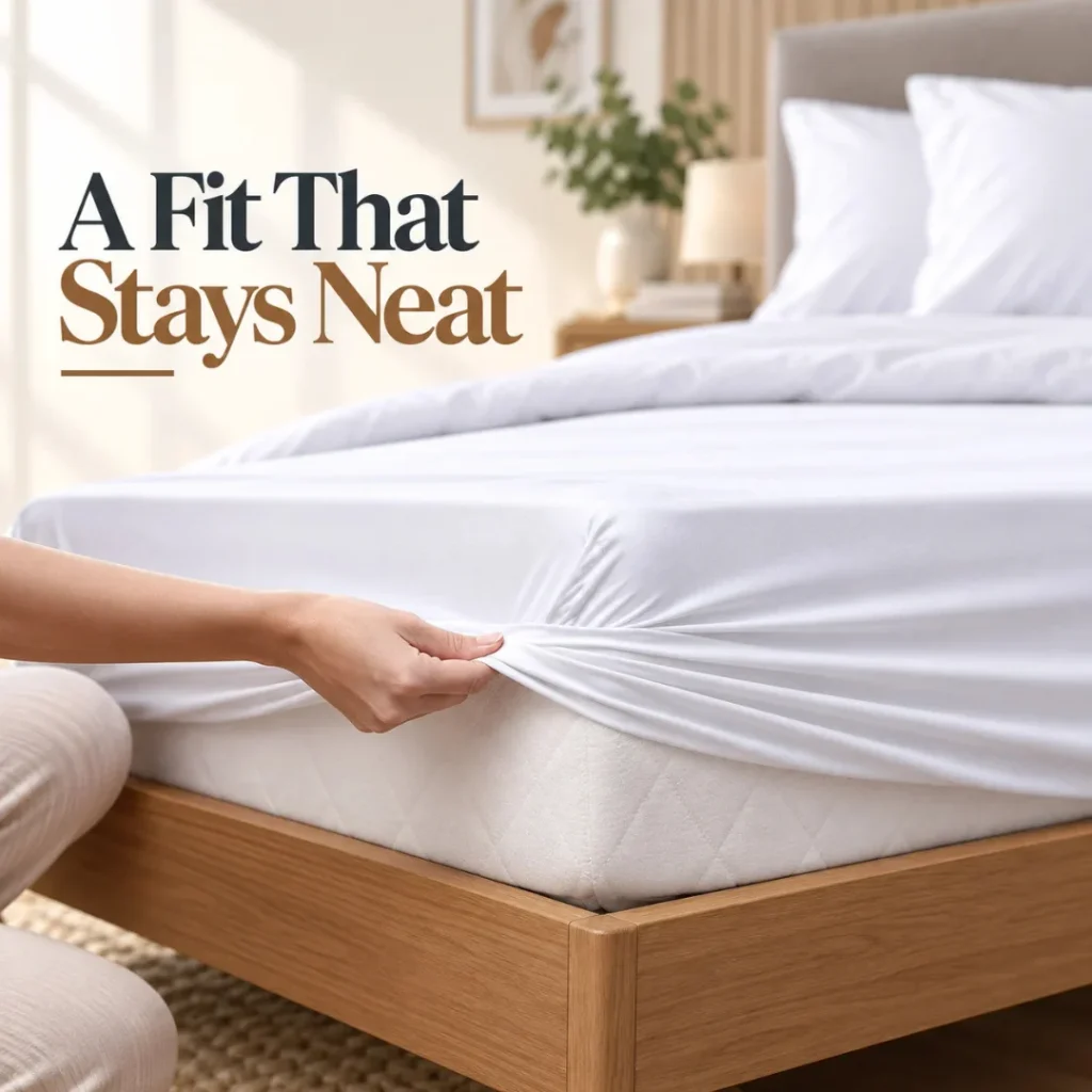 Sofrito Fitted Bedsheet 300 TC Plain Percale Cotton Blend - White | 12 - Months Guarantee | Hotel Premium with Easy Care | Fitted bedsheet