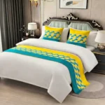 Sofrito Bed Runner with Cushion Cover Teal Fusion