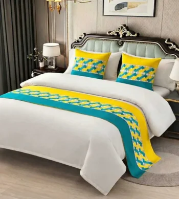 Home for Hotels & Bulk Use Sofrito Bed Runner with Cushion Cover Teal Fusion