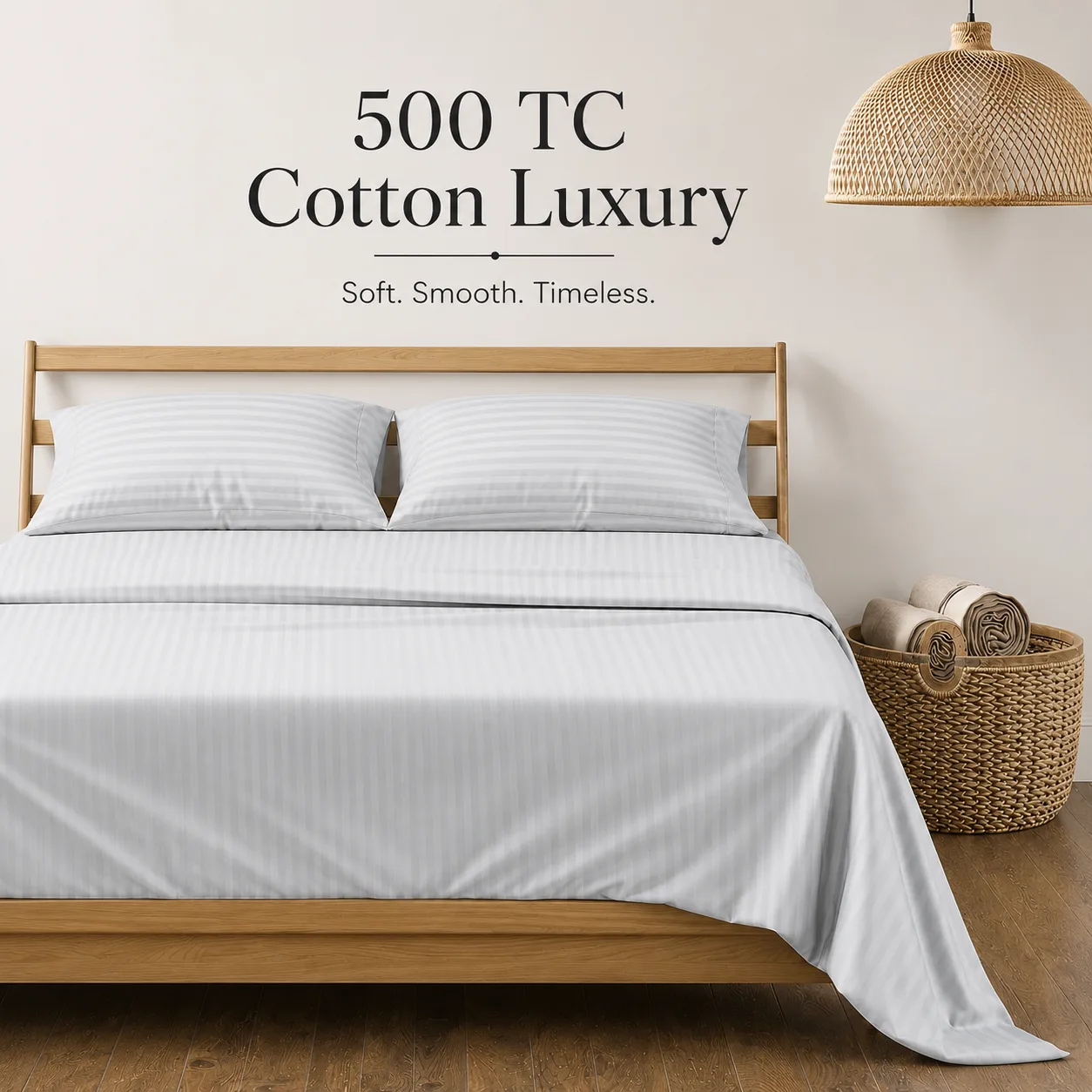 Sofrito 100% Cotton Flat Bedsheet - 500 TC - Striped | Anti Pilling Processed Fabric for Hotels & Bulk Use Sofrito 100% Cotton Flat Bedsheet - 500 TC - Striped | Anti Pilling Processed Fabric 100% cotton bedsheet