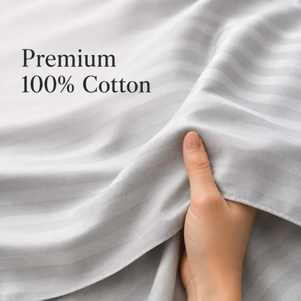 Sofrito 100% Cotton Flat Bedsheet - 500 TC - Striped | Anti Pilling Processed Fabric for Hotels & Bulk Use Sofrito 100% Cotton Flat Bedsheet - 500 TC - Striped | Anti Pilling Processed Fabric 100% cotton bedsheet