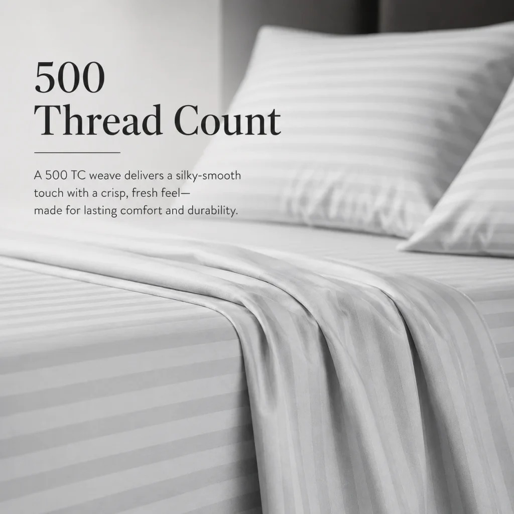 Sofrito 100% Cotton Flat Bedsheet - 500 TC - Striped | Anti Pilling Processed Fabric for Hotels & Bulk Use Sofrito 100% Cotton Flat Bedsheet - 500 TC - Striped | Anti Pilling Processed Fabric 100% cotton bedsheet