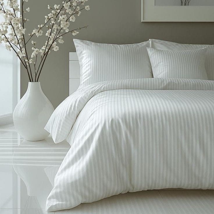 Sofrito Duvet / Comforter Cover Glace Cotton Striped – White