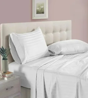 sofrito 100% cotton bedsheet stripe white