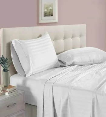 sofrito 100% cotton bedsheet stripe white