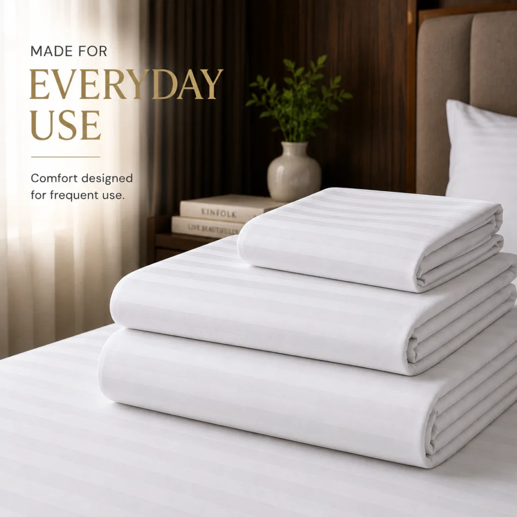 Sofrito Flat Bedsheet Glace Cotton Striped- 300 TC bedsheet