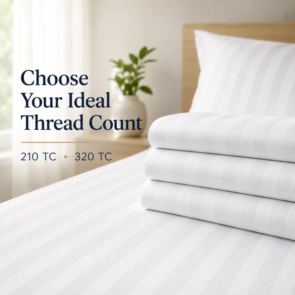 Sofrito Flat Bedsheet Cotton Blend - Striped - White Flat bedsheet