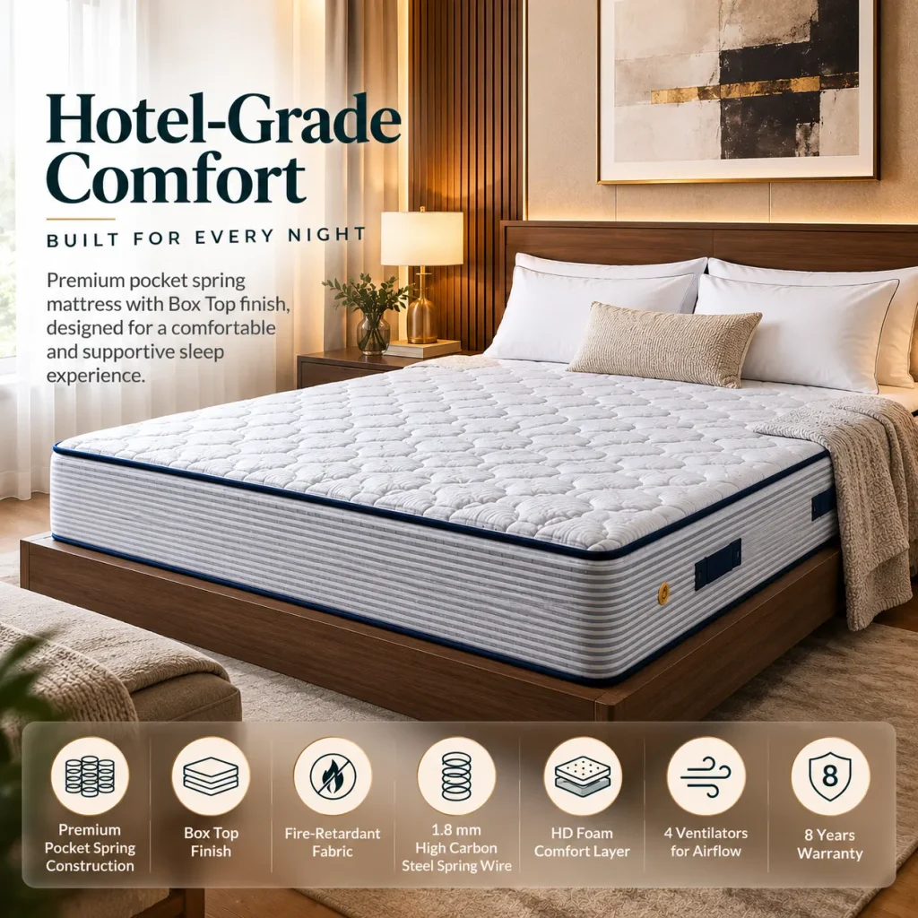 Sofrito Hotel Box Top Spring Mattress | 8 Years Warranty Spring Mattress