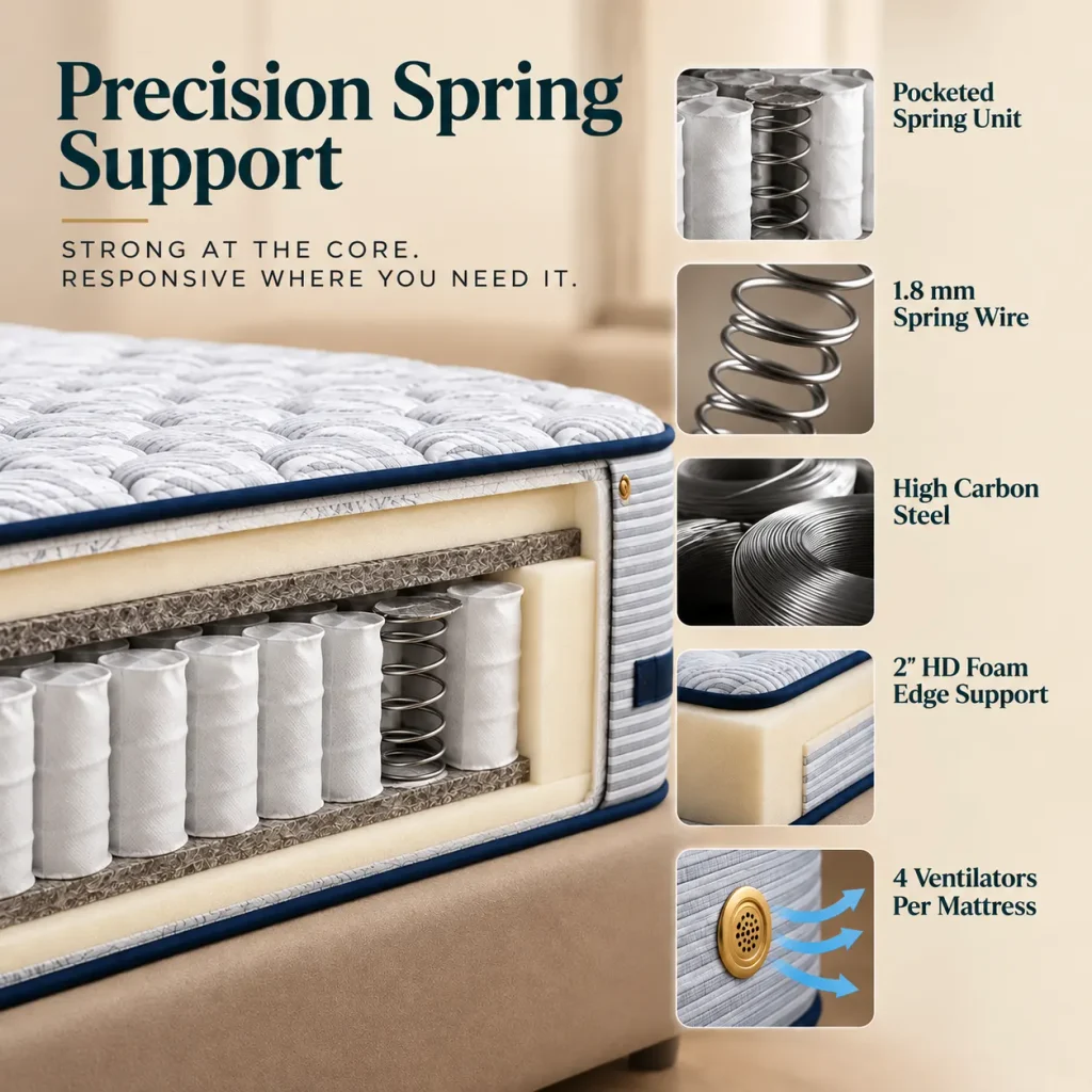 Sofrito Hotel Box Top Spring Mattress | 8 Years Warranty Spring Mattress