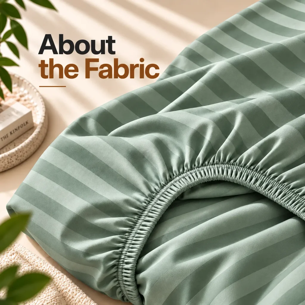 Sofrito Bedsheet (Fitted) Glace Cotton 300 TC - Striped Glace Cotton Fitted Bedsheet