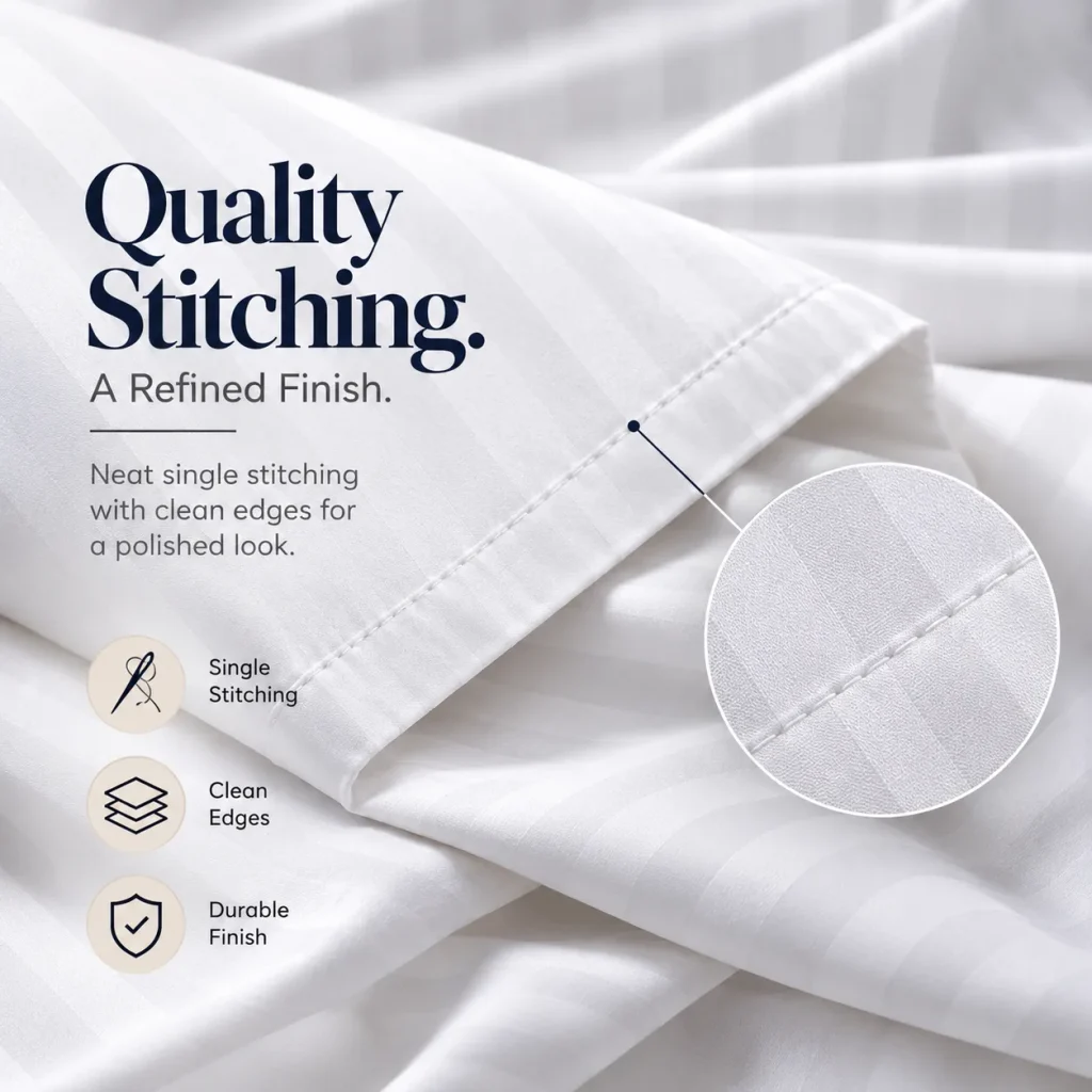 Sofrito Flat Bedsheet Cotton Blend - Striped - White Flat bedsheet