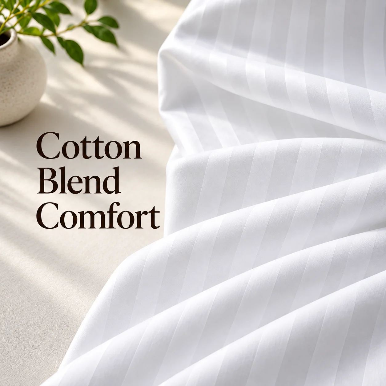 Sofrito Flat Bedsheet Cotton Blend - Striped - White Flat bedsheet