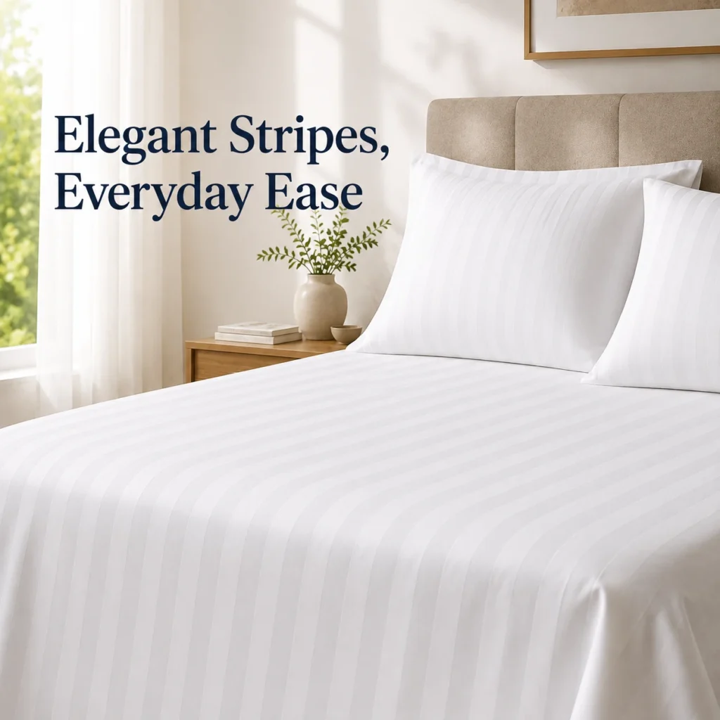 Sofrito Flat Bedsheet Cotton Blend - Striped - White Flat bedsheet