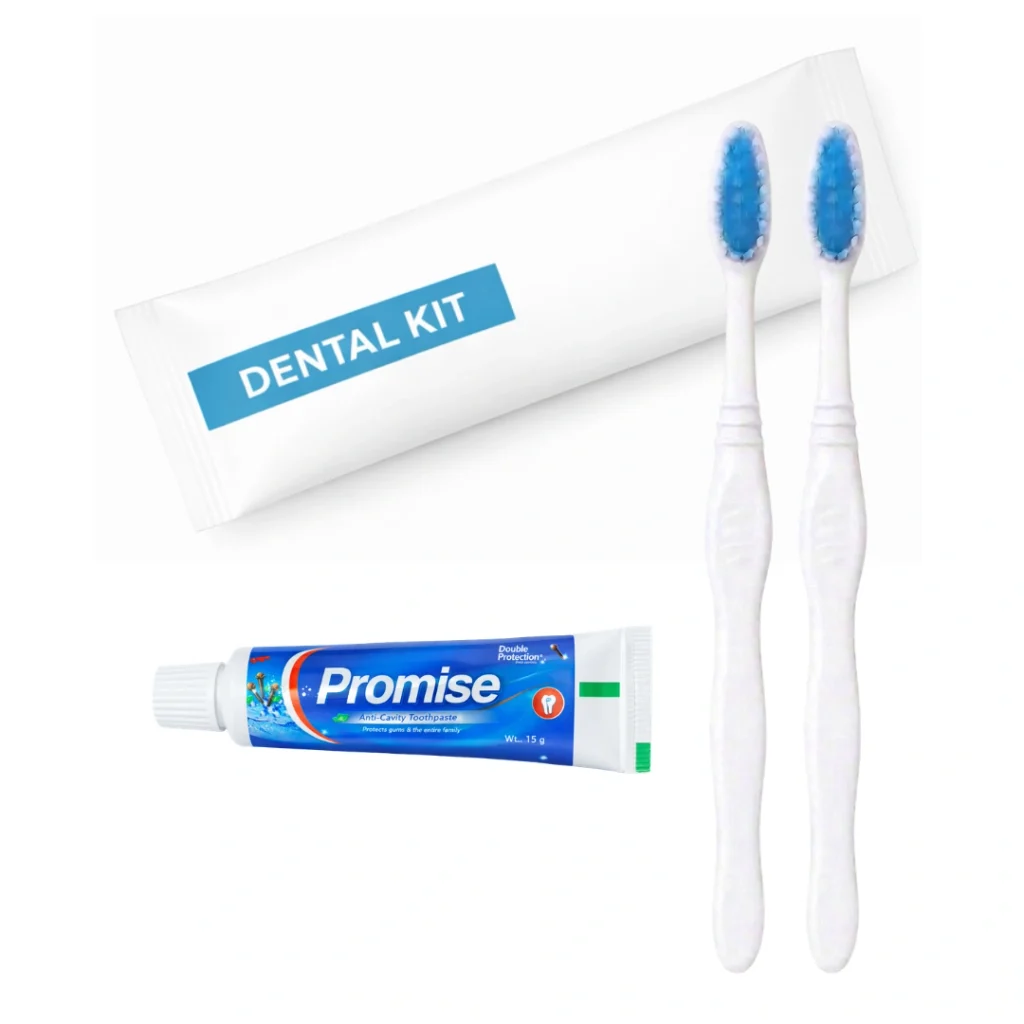 Hotel Dental Kit – Dabur Promise Toothpaste and Toothbrush - Signature Wrap Hotel Dental Kit