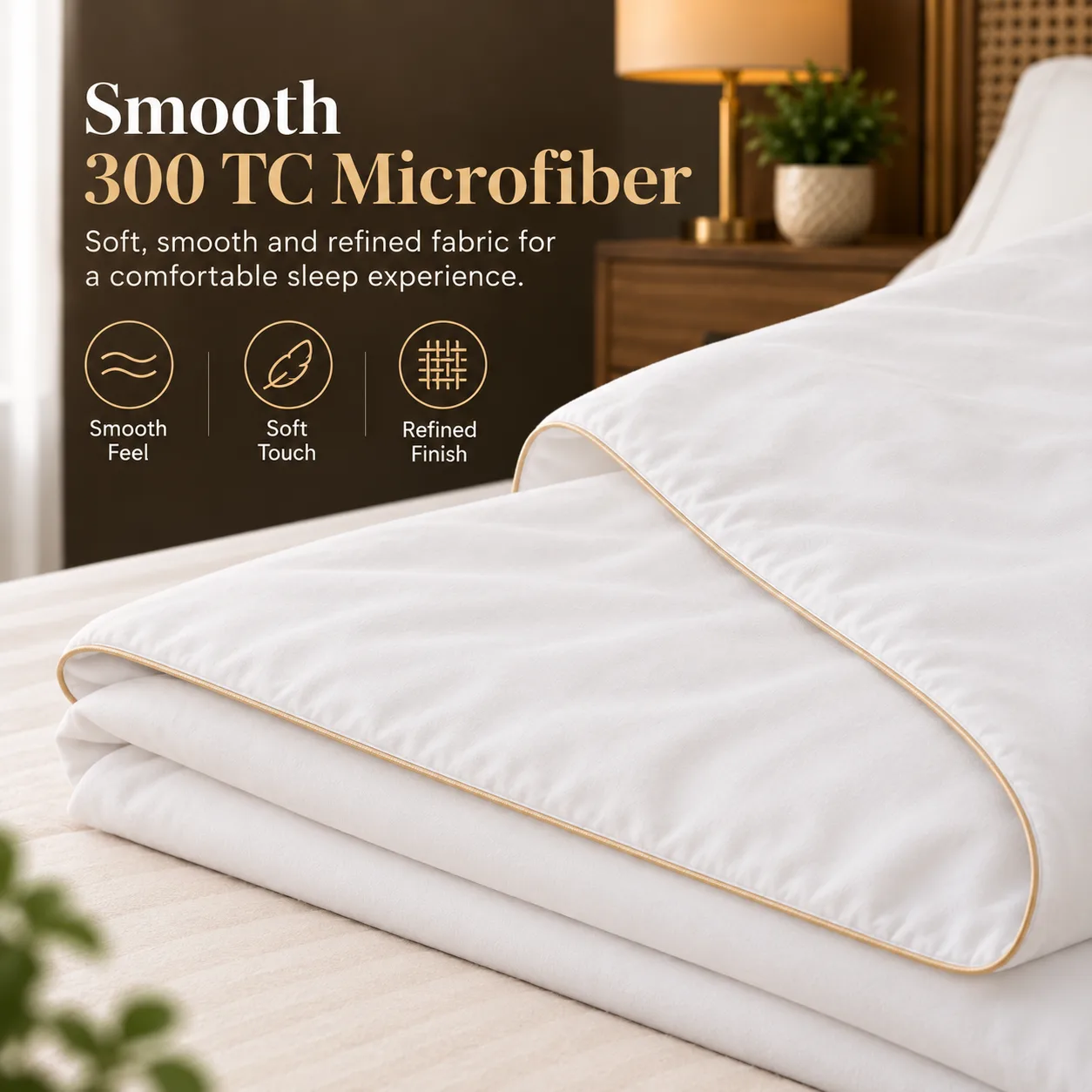 Sofrito Dohar / Summer Blanket Microfiber 300 TC Plain Ultrasoft | Golden Piping for Hotels & Bulk Use Sofrito Dohar / Summer Blanket Microfiber 300 TC Plain Ultrasoft | Golden Piping Summer Blanket