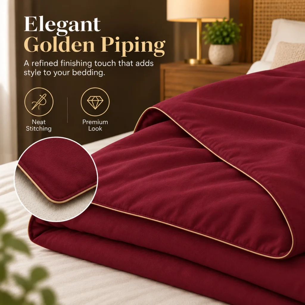 Sofrito Dohar / Summer Blanket Microfiber 300 TC Plain Ultrasoft | Golden Piping for Hotels & Bulk Use Sofrito Dohar / Summer Blanket Microfiber 300 TC Plain Ultrasoft | Golden Piping Summer Blanket