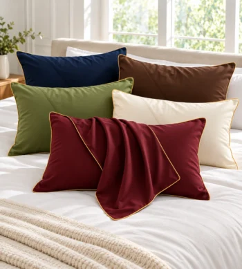 Sofrito Pillow Cover Microfiber 300 TC Plain Ultrasoft | Golden Piping
