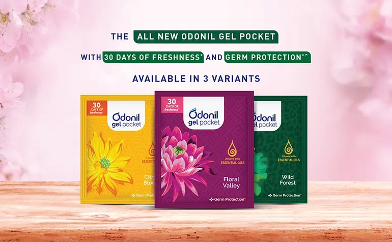 Odonil Gel Pocket Bathroom Air Freshener | Essential Oils Infused odonil gel pocket