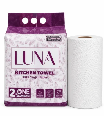 Luna Kitchen Tissue Roll | Tough, Super Absorbent | 100% Virgin Kitchen Towel