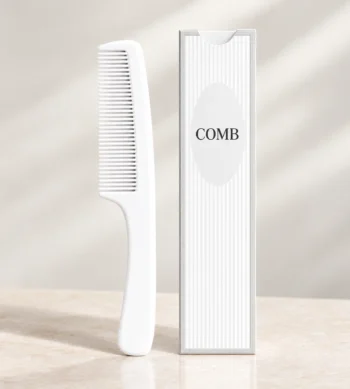Hotel Comb with Handle - White - Elite Boxed Edition