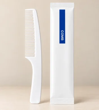 Hotel Comb with Handle - White - Signature Wrap